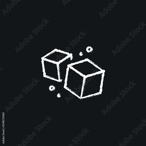 Sugar cubes chalk icon. Vector isolated black illustration.