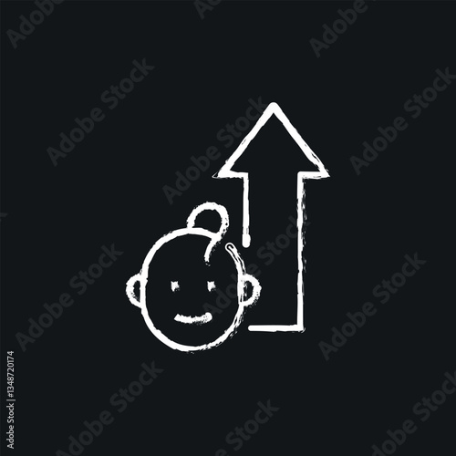Child growth chalk icon. Vector isolated black illustration.