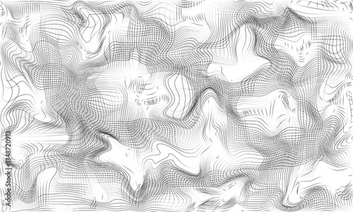 The warp and weft, fisherman rope net vector, fragile with broken threads and frayed edge background, Distorted the time-space curvature, vector illustration.	