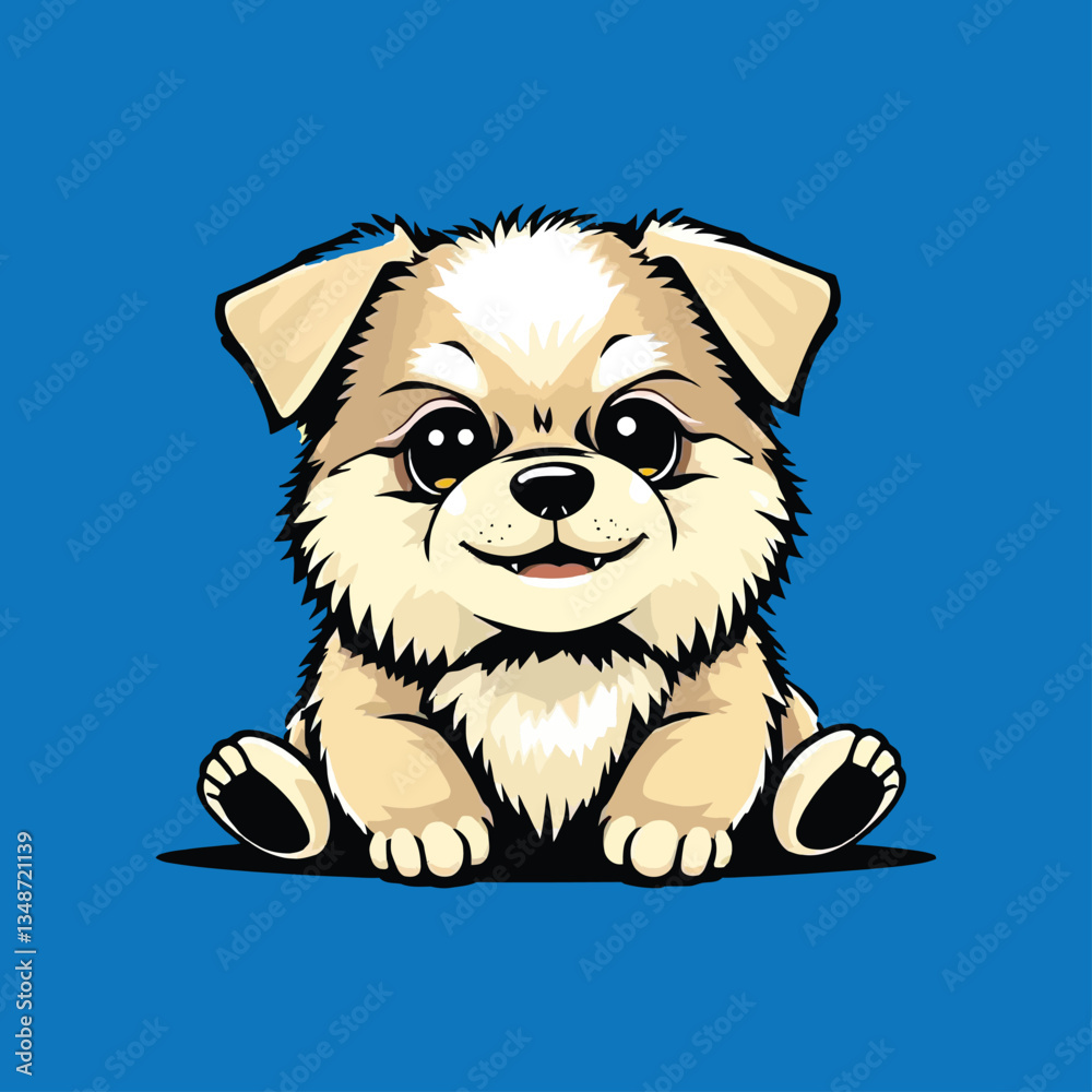 Obraz premium Happy Cartoon Puppy – Playful Golden Dog Vector and Illustration design