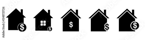 Set of house value icon,house icons with dollar sign,real estate concept