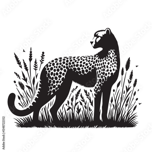 Wallpaper Mural various cheetah silhouette set stock vector, cheetah black Silhouette vector art Illustration with white background, Cheetah silhouette, Cheetah running silhouettes, Cheetah vector illustration. Torontodigital.ca