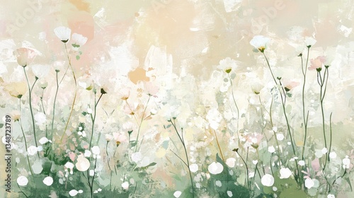 Pastel Floral Field Painting