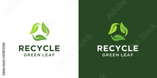 Green Leaf Recycling Vector Logo Design Template. Recycling Ecology Logo Inspiration.