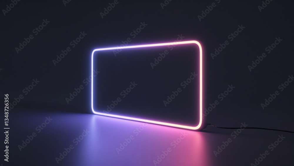 AI Generative. Glowing neon spectrum rectangle against a pitch black background. 21 AI Generative. Glowing neon spectrum rectangle against a pitch black background. 21