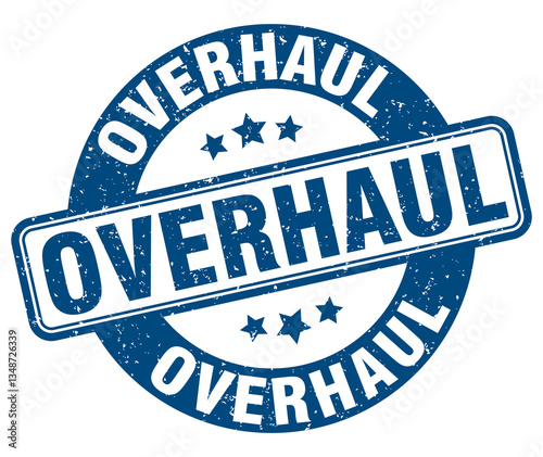 overhaul stamp. overhaul label. round grunge sign