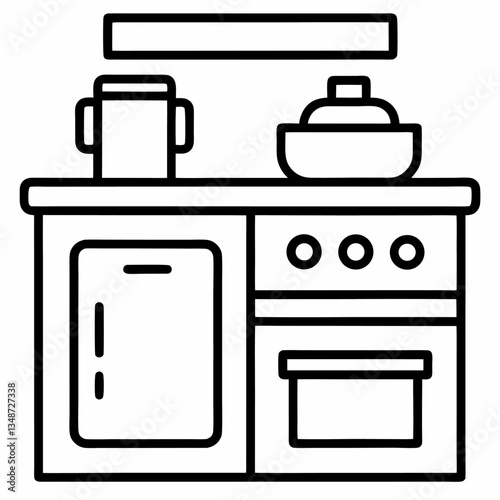 Kitchen outline icon on white background 
