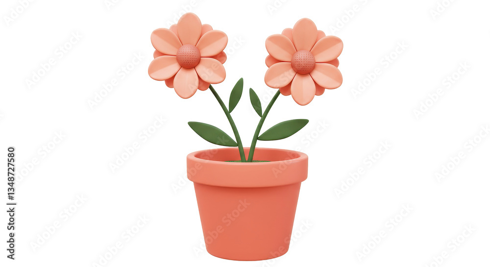 Isolated Pink Flowers in Pot Isolated Pink Flowers in Pot