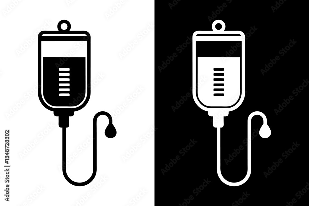 Medical Infusion Silhouette Crisp Black & White Vector. Medical Infusion Silhouette Crisp Black & White Vector.