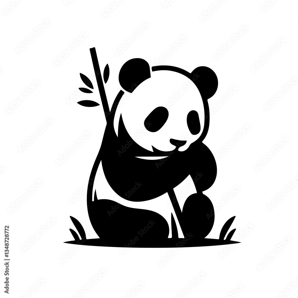 Fototapeta premium Panda with Bamboo Illustration - Cute Animal Vector Graphic