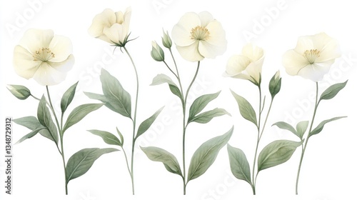 Delicate Cream Flowers & Leaves Arrangement