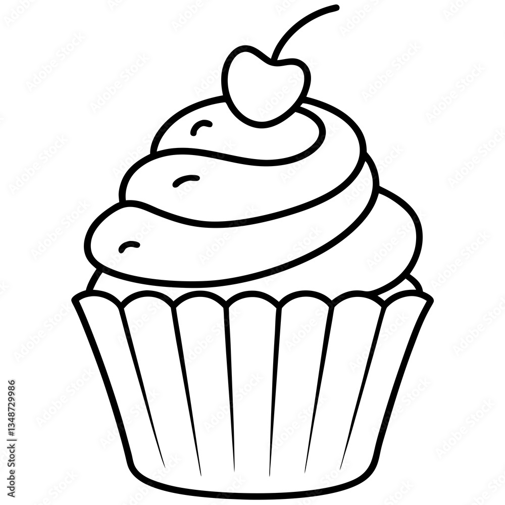 Creative Cupcake Line Art Design for Vectors Creative Cupcake Line Art Design for Vectors