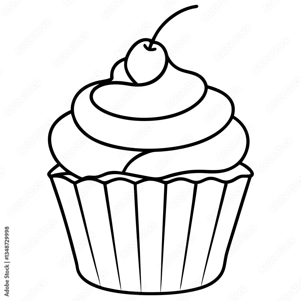 Creative Cupcake Line Art Design for Vectors Creative Cupcake Line Art Design for Vectors