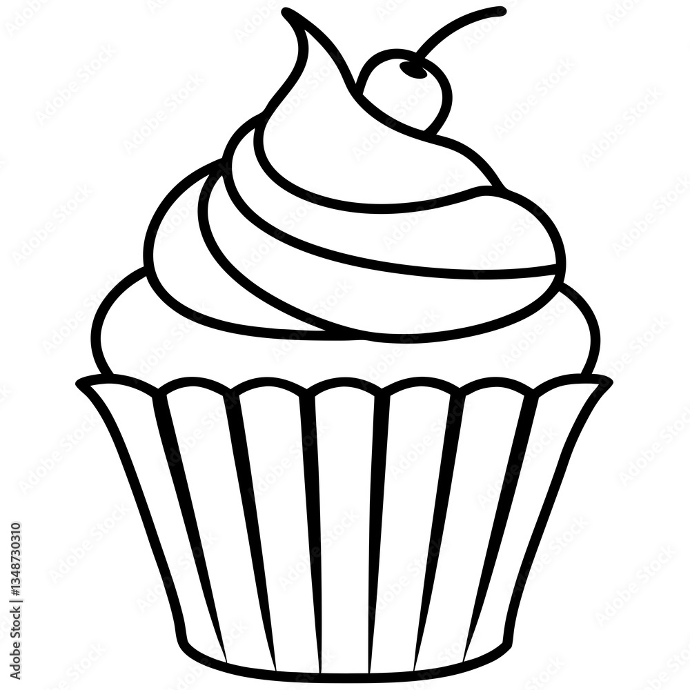 Creative Cupcake Line Art Design for Vectors Creative Cupcake Line Art Design for Vectors