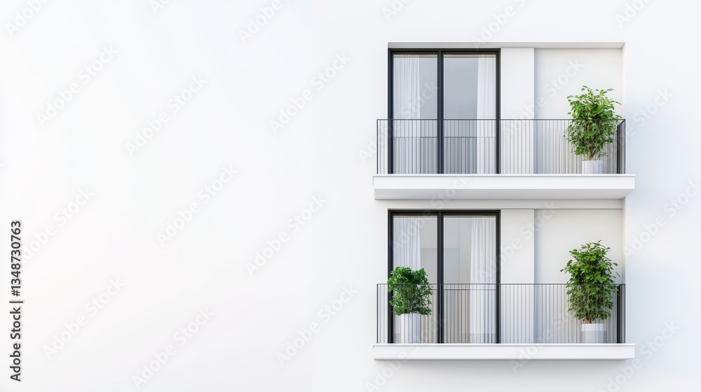 Fototapeta premium Modern house balcony design urban environment architectural photography minimalist style elevated view contemporary living