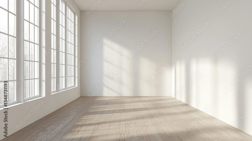 Fototapeta premium A room is white, minimalist, warm tones