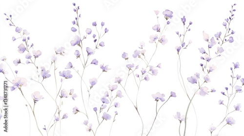Delicate Lavender Flowers in Watercolor