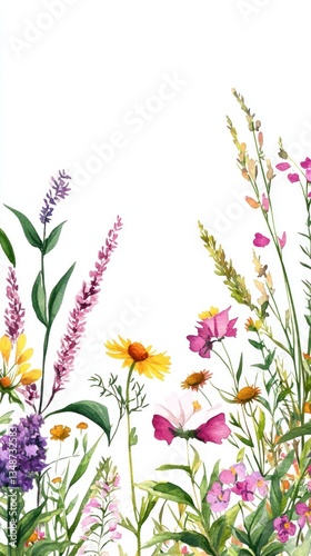 Watercolor Wildflower Border