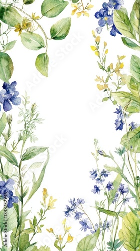 Watercolor Floral Frame Border