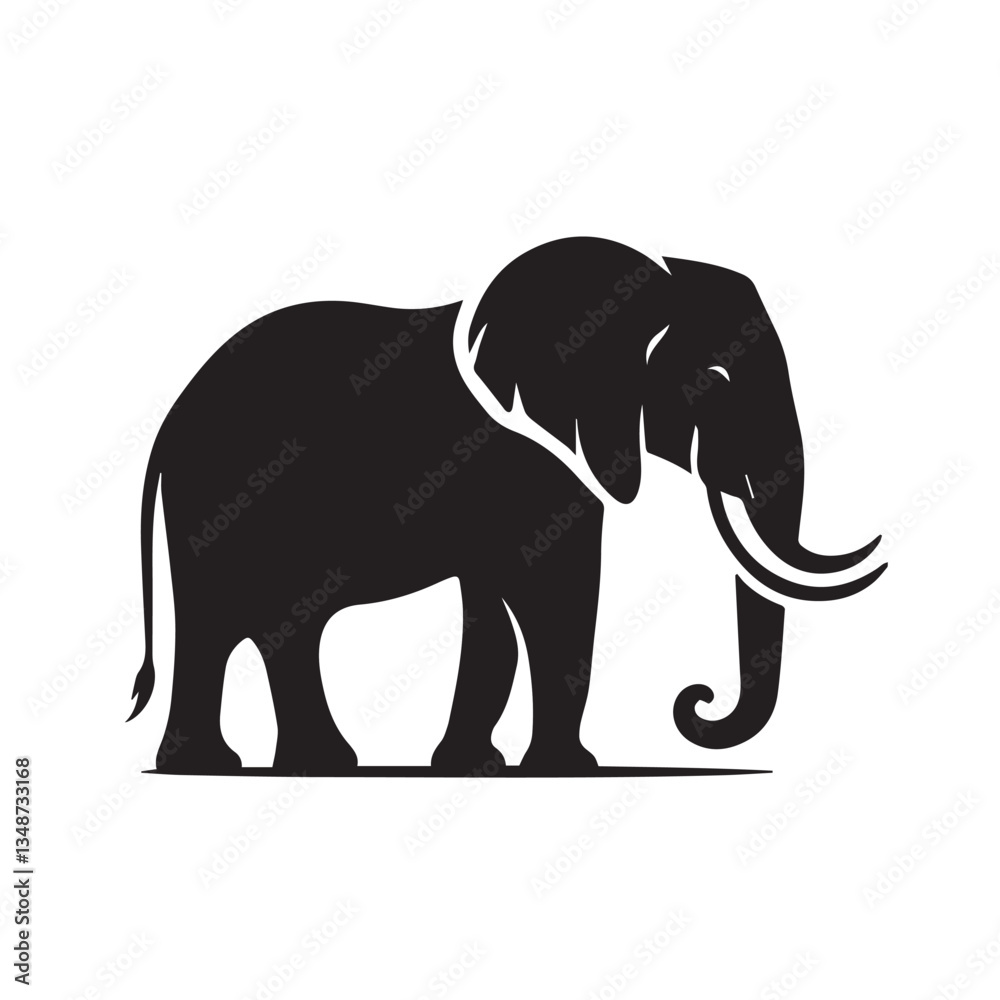 Fototapeta premium silhouette of a small elephant, elephant silhouettes, Elephant Silhouettes, Elephant silhouette collection, set of elephant silhouettes. Elephant shadow hand drawn. Flat vector illustration, Elephant 