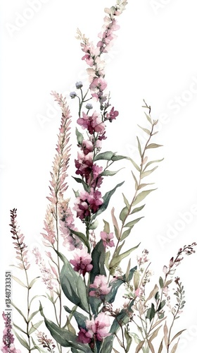 Delicate wildflowers in watercolor