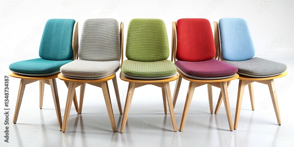 Obraz premium Comfortable Seat Pad Mockup: Various Styles & Colors on Different Chairs