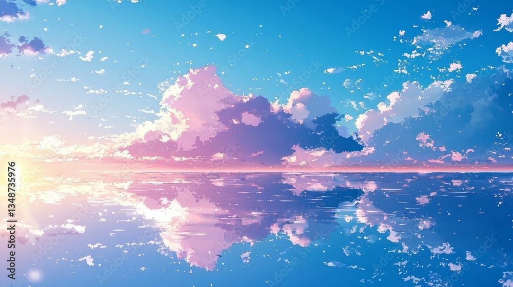 Naklejka premium Beautiful reflections in a bright blue sky.