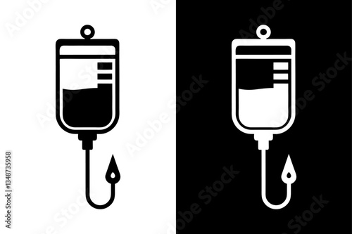 Minimalist IV Drip Icon High-Quality Black & White Vector.