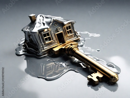 Destroyed key with house miniature 