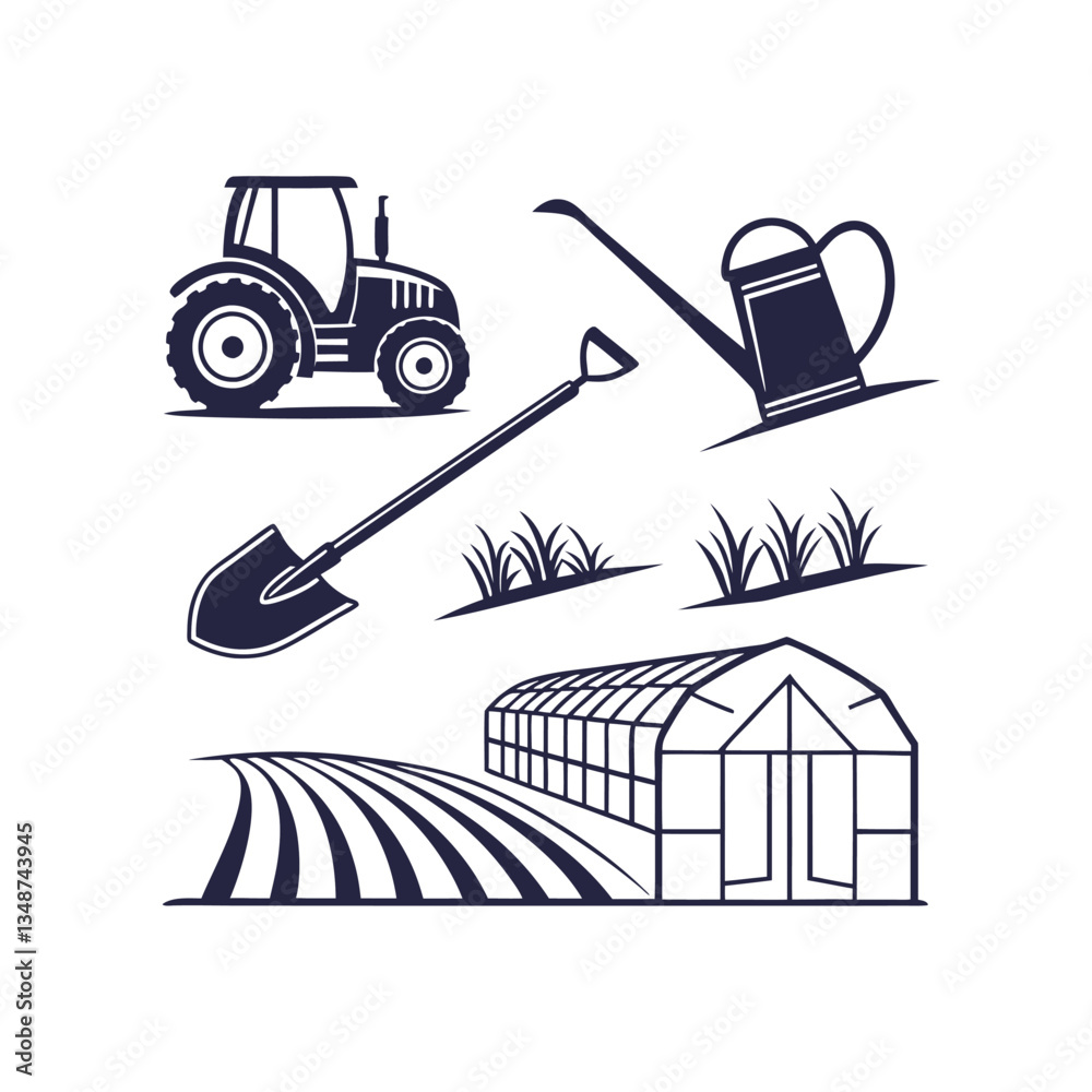 Obraz premium farm equipment vector