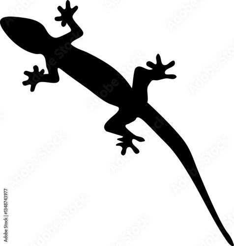 1 black shadow lizard pattern is clinging to the wall