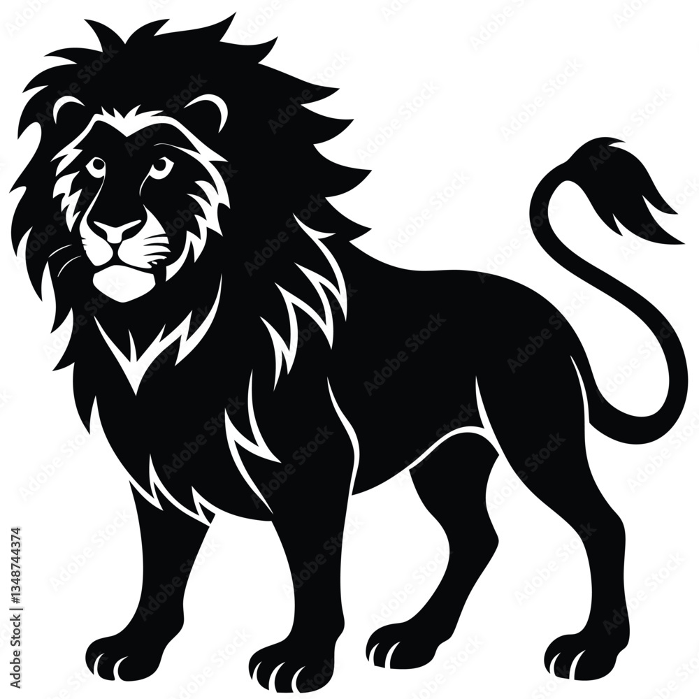 Fototapeta premium Lion head logo icon, lion face vector Illustration, on a isolated background, EPS, lion silhouette set. isolated vector image of african carnivore, Silhouette lion collection - vector illustration.