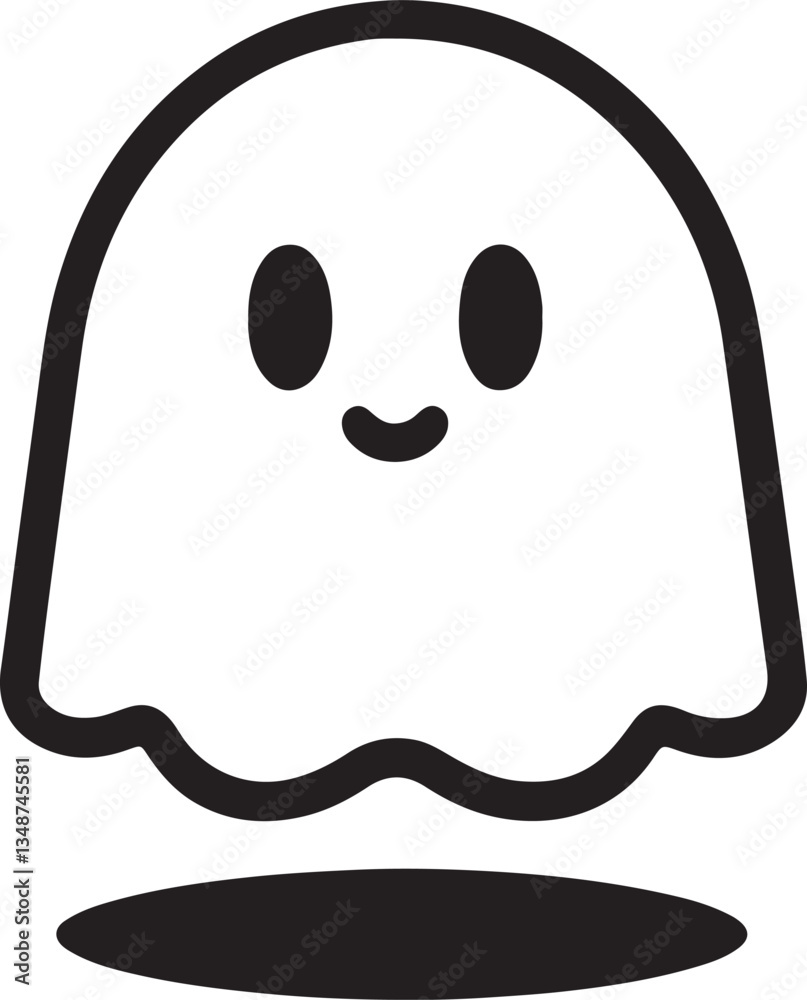 Minimalist Black and White Vector Ghost Illustration with Playful Design and Halloween Theme Minimalist Black and White Vector Ghost Illustration with Playful Design and Halloween Theme