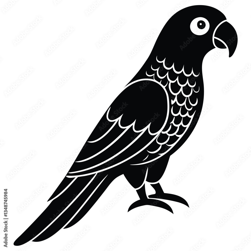 Fototapeta premium Parrot Macaw premium quality silhouette and line art vector illustration set, Parrot Macaw vector icon design, vector illustration of a parrot.