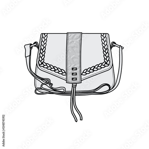 Women's satchel bags mockup template vector design technical illustration.