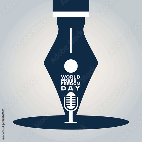 Illustration for world press freedom day featuring a pen and a microphone graphic design