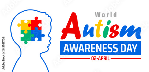 World Autism awareness day background banner or poster design template with child and Autism design. Autism is a Developmental disability caused by difference in brain. observed every year in April.