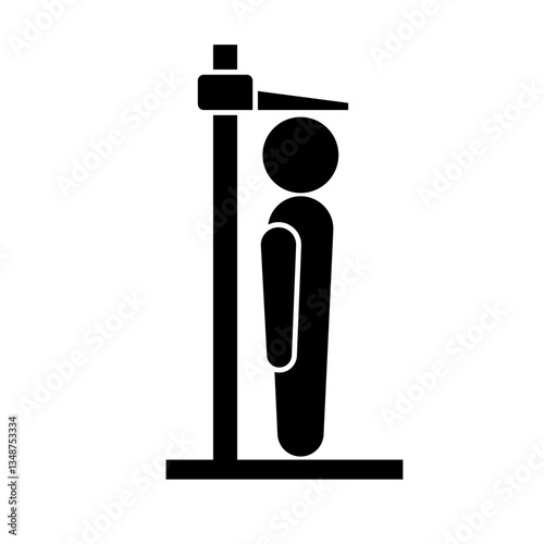 Person measuring height with height meter silhouette. Vector.