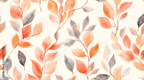 Watercolor autumn leaves seamless pattern