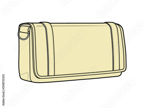 Leather clutch bags vector mockup template technical technical line drawing.