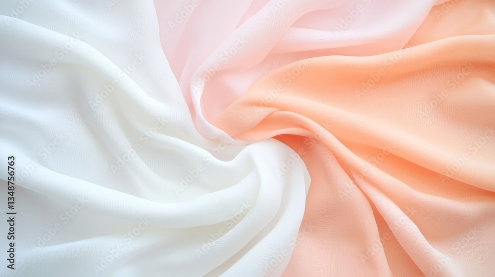 Obraz premium Peach and White Fabric Texture: A Swirling Symphony of Soft Hues