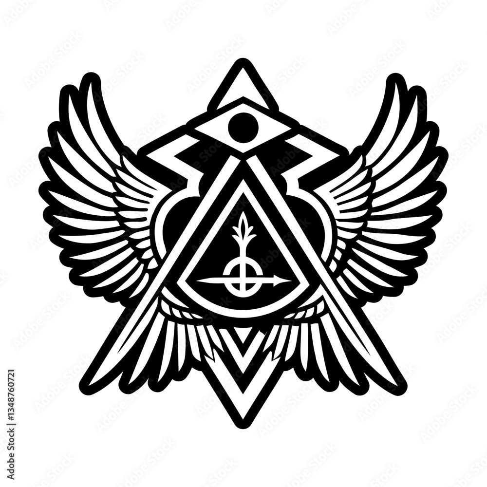 Fototapeta premium A glyph style icon of angel masonic symbol