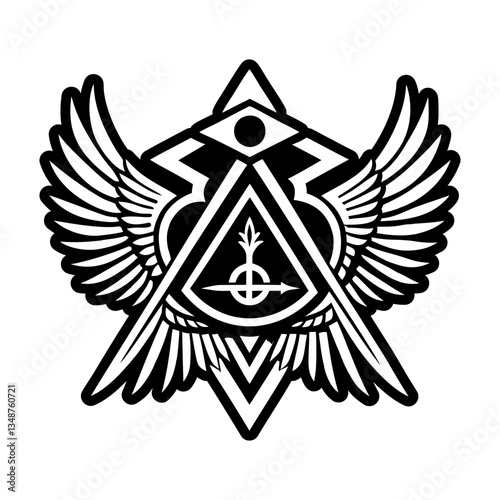 A glyph style icon of angel masonic symbol