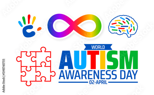 World Autism awareness day background banner or poster design template with autism infinity symbol design. Autism is a Developmental disability caused by difference in brain. observed every year.