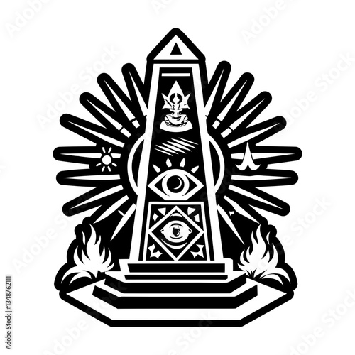 A solid style icon of obelisk pillar symbol