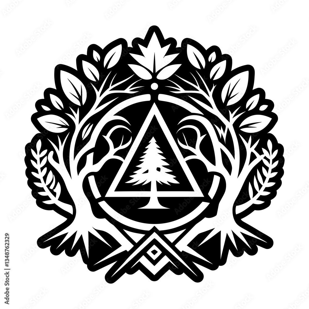 Fototapeta premium A solid style icon of sacred tree symbol