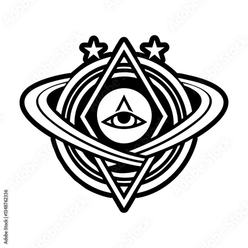 A glyph style icon of saturn ring symbol