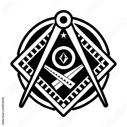 A glyph style icon of compass symbol