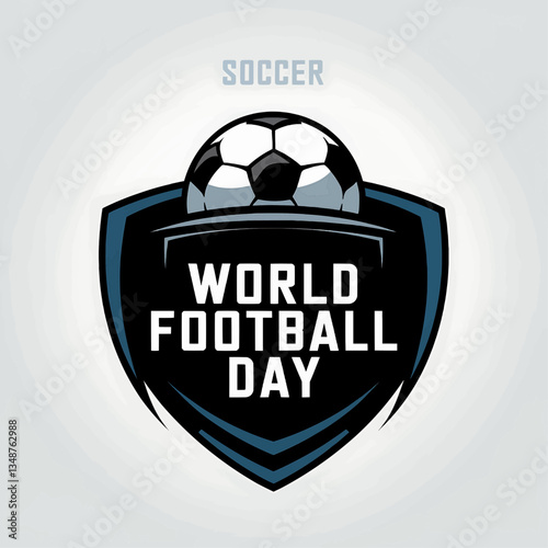 Illustration of a soccer ball on a shield for world football day celebration event design art
