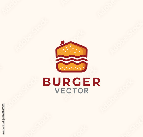 Burger house vector logo design 